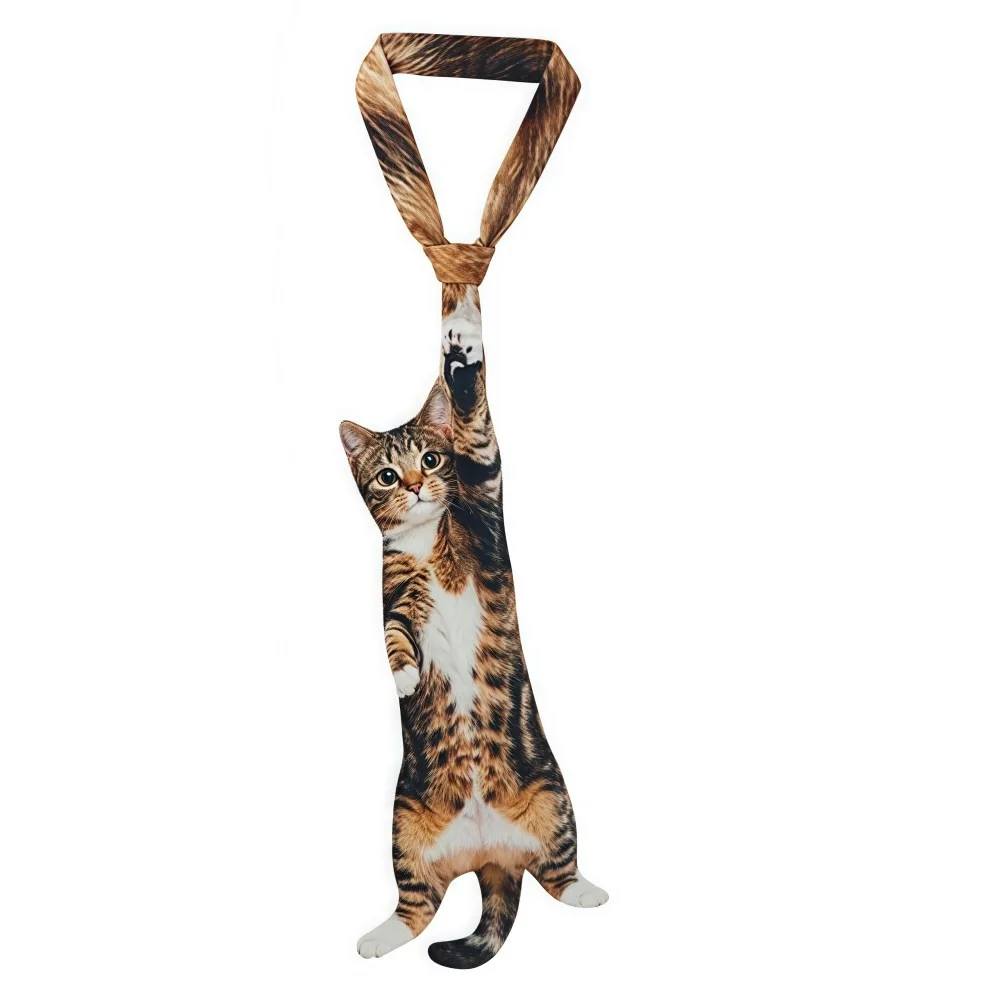 3d-cat-cat-shaped-unisex's-tie-novelty-animal-pattern-kitten-necktie-lifelike-satin-fabric-creative-neck-tie-for-party-wedding