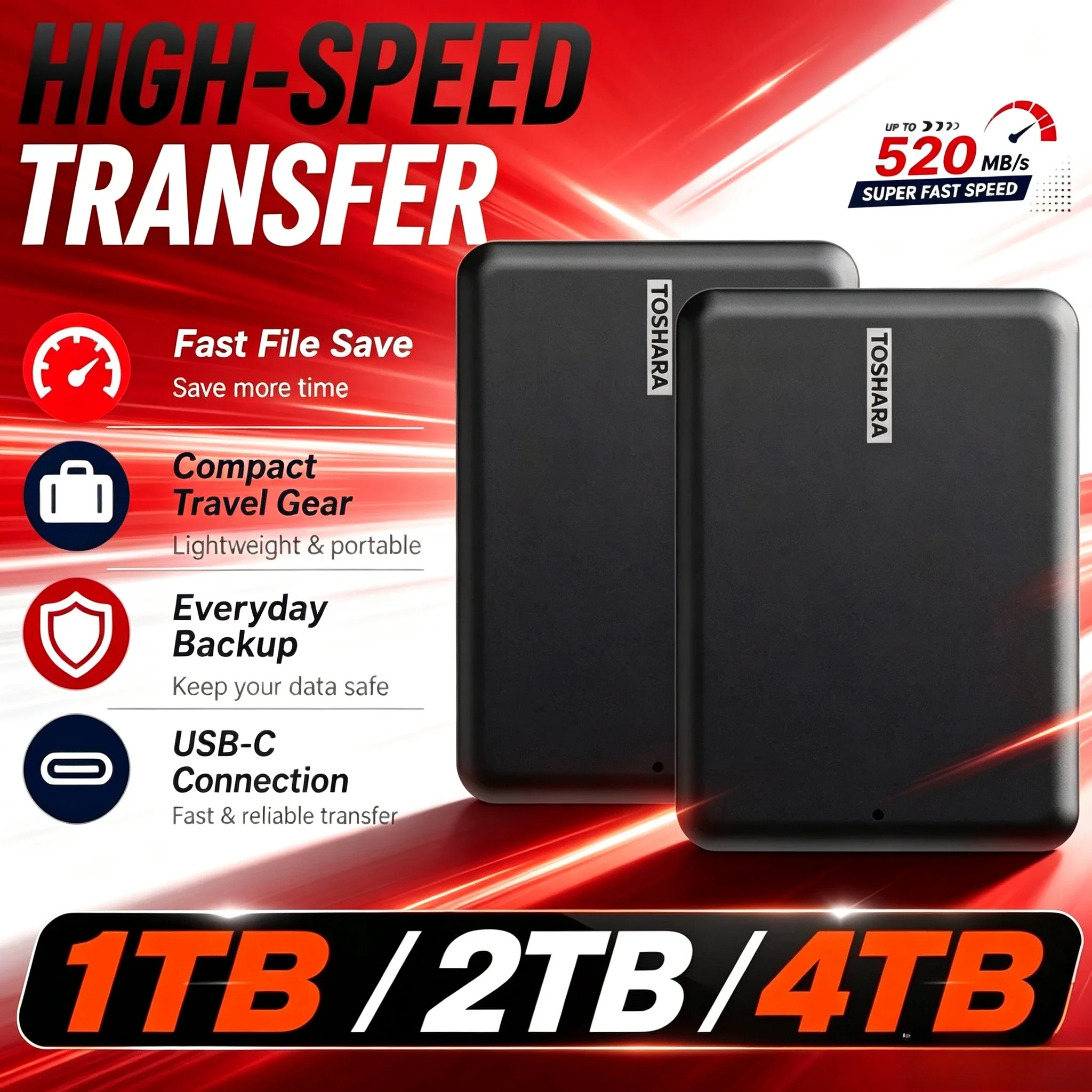 New  A5 Portable External Hard Drive 4TB/1TB/2TB Canvio Basics USB 3.2 External Data Storage Capacity for PS5 Notebook