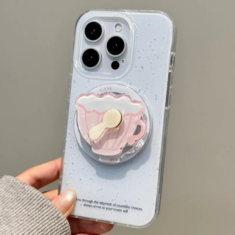 

Корейская милая вращающаяся чашка с рисунком для Magsafe, магнитная подставка для телефона Griptok для iPhone 15, 16, 17, чехол для беспроводной зарядки, кронштейн