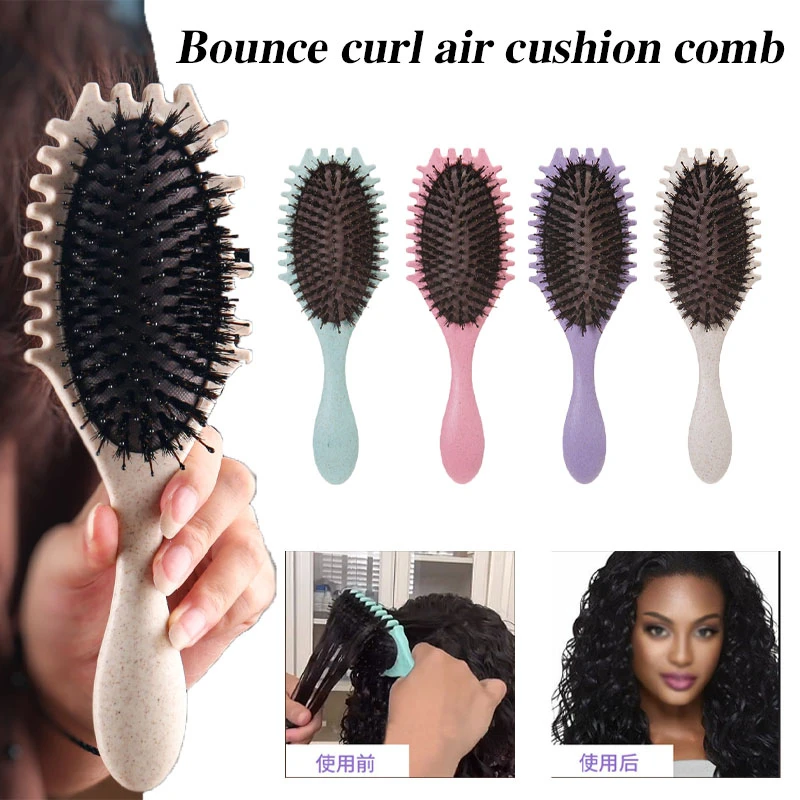 Curl Define Styling Brush Boar Bristle Detangling Hair Brush Tangled Hair Comb Shaping Defining Curls Barber Styling Tool