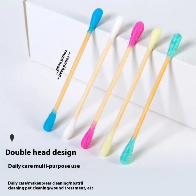 500 ピース/箱クリーン衛生綿棒カラー双頭綿棒メイク落とし耳綿棒化粧品ツール
