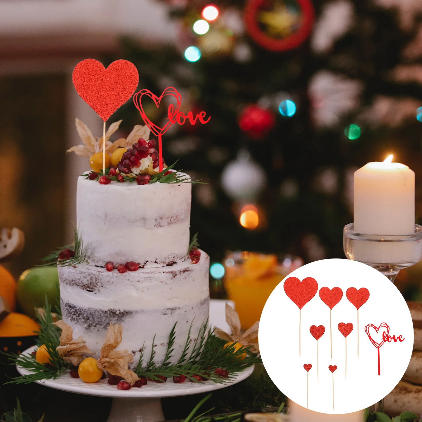 

20pcs Love Cake Toppers Acrylic Decor Valentine Day Party Wedding Fine Structure Safe Healthy Cake Decorations Cupcake