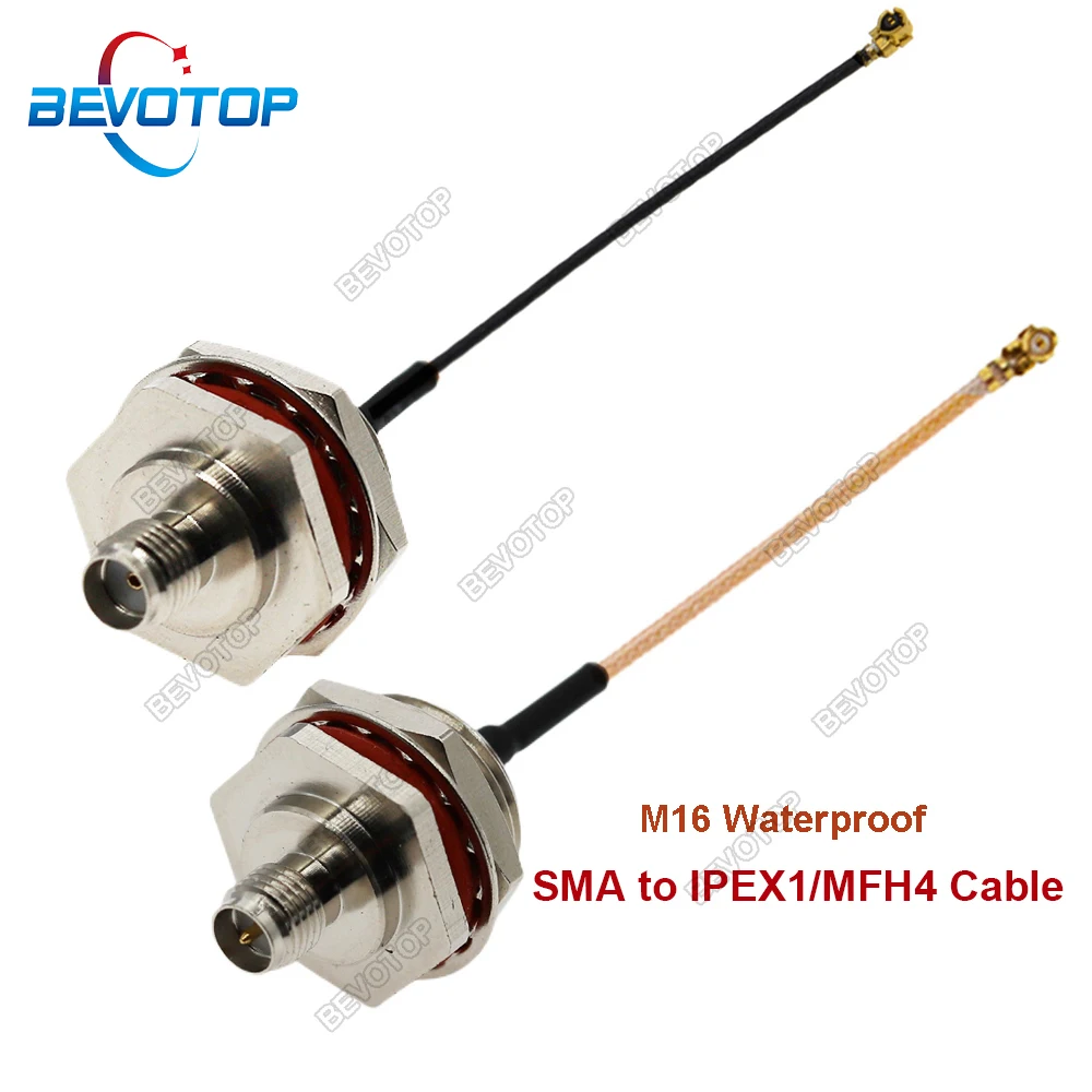 BEVOTOP IPEX1/MHF4 Female to Waterproof RP/SMA Female Bulkhead M16 RF0.81/1.13/RG178 Cable 3g 4g WIFI Antenna Adapter 50 Ohm