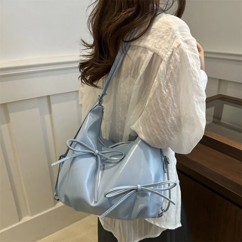 

New Design Y2K Bow Shoulder Bag PU Leather Large Capacity Bowknot Crossbody Bag Korean Style Waterproof Totes Handbag Backpack