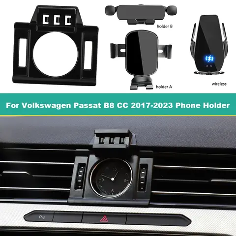 Dedicated Car Phone Holder For Volkswagen VW CC Passat B8 2017-2023 Fix Bracket Base Support Wireless Charging smartphone Stand