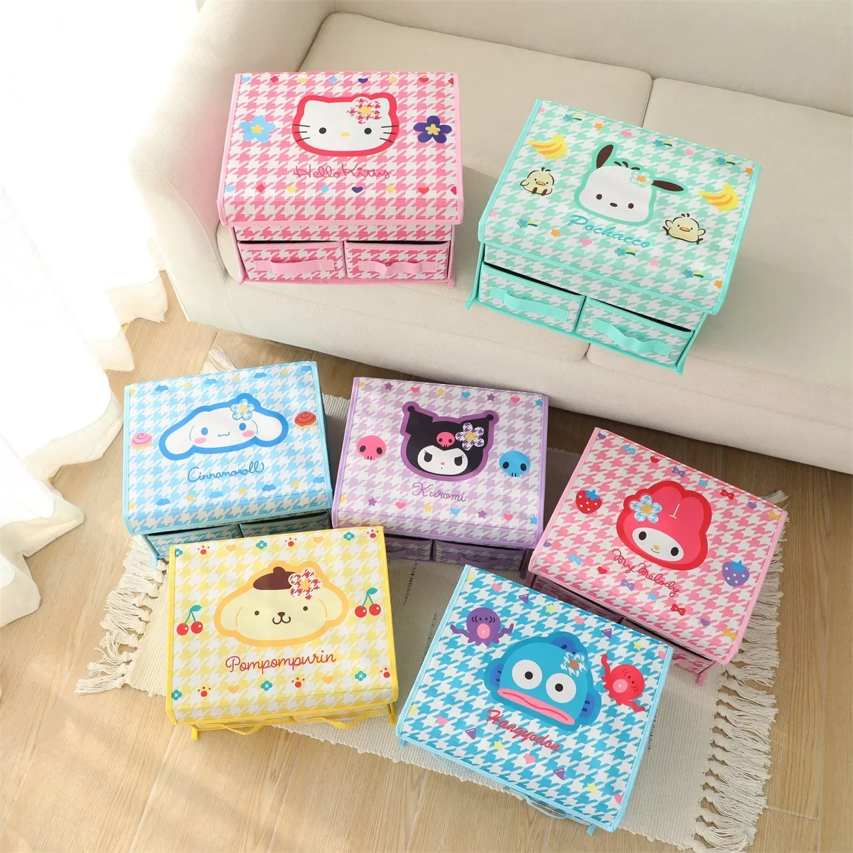 Sanrio Cinnamoroll Folding Storage Box Pochacco Desktop Sundry Storage Box Drawer Dust-proof Moisture-proof Box