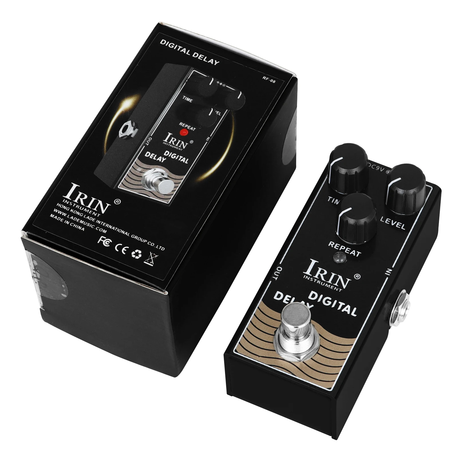 IRIN RF-08 Pedal gitar elektrik, Pedal efek Penundaan Digital Bypass sejati, Aksesori Gitar tunggal