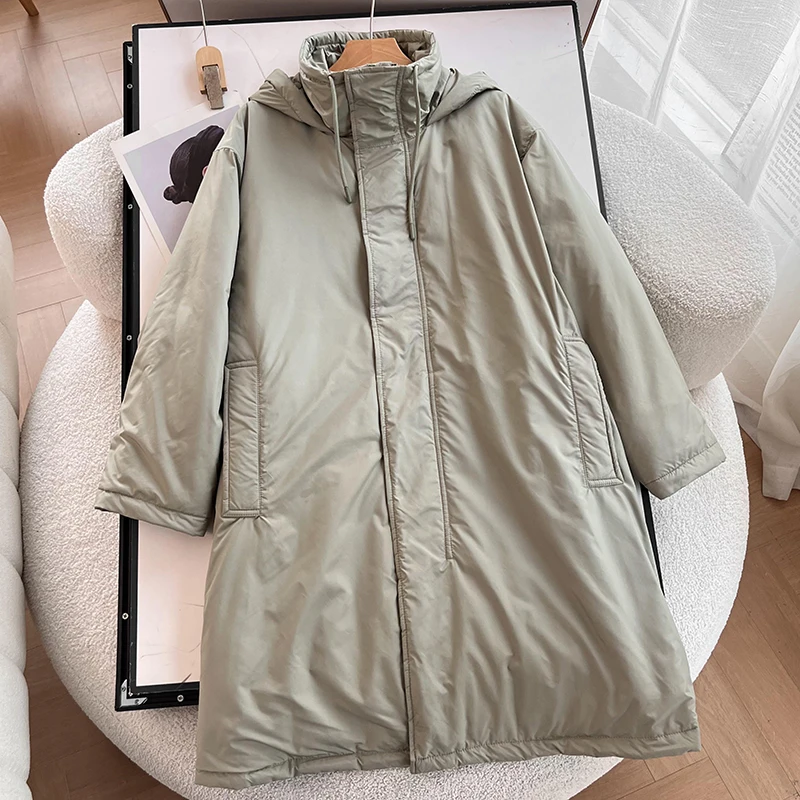 

Couple Sle Hooded Oversized Casual Jaet Mid-Length Warm Cotton Coat Winter Wear New Arrival Wimigirls Thiened Long S...