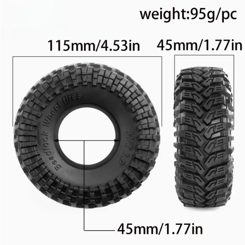 Axial AXI03004 Capra 1/10 RC 자동차 몬스터 트럭 업그레이드 부품용 스폰지가 있는 1.9인치 고무 비드록 휠 타이어