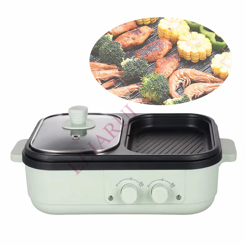 

220V Electric Oven for Home Barbecue Machine Multifunction Hot Pot Rinse Grilled Decoction Dual-use Multi Cooker 1300W