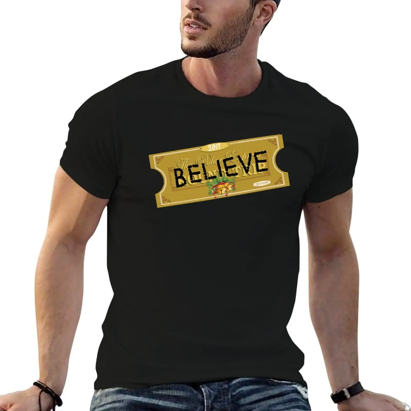 Believe Polar Express Santa Ticket T-Shirt rapper graphic tees new edition tee shirts for men