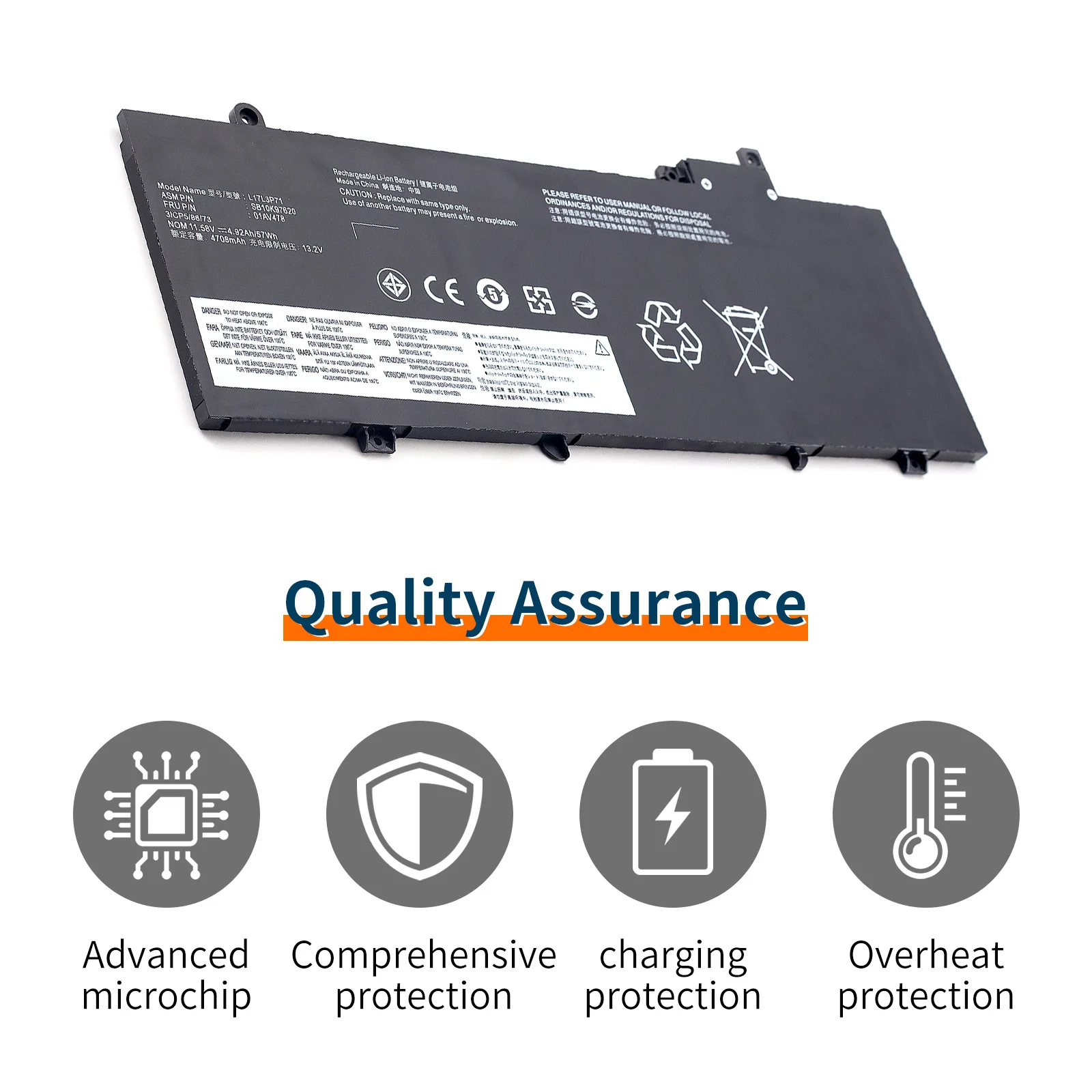 01AV478 11.58V 57Wh Laptop Battery for Lenovo ThinkPad T480s SB10K97621 L17M3P71 L17L3P71
