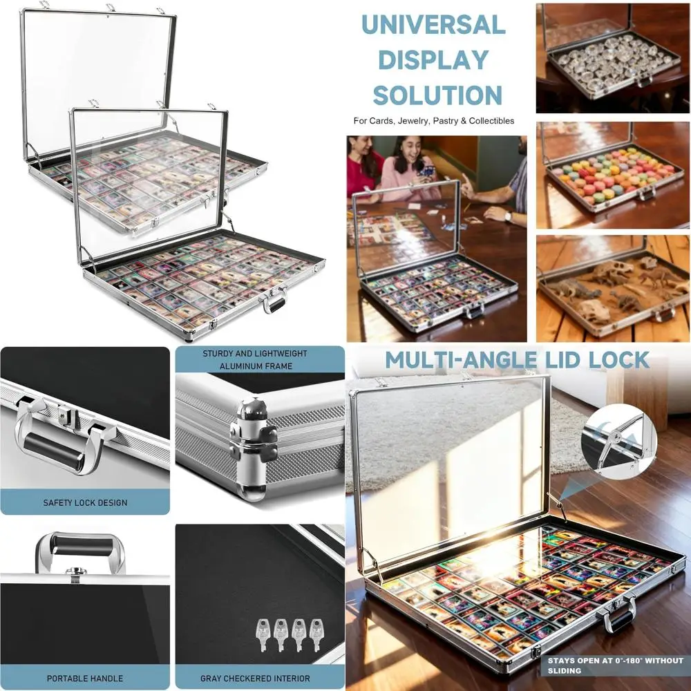 

Двухуровневая настольная витрина с двойным замком для выставок, карточных коллекций, монет и предметов коллекционирования - белая, 34x22x3