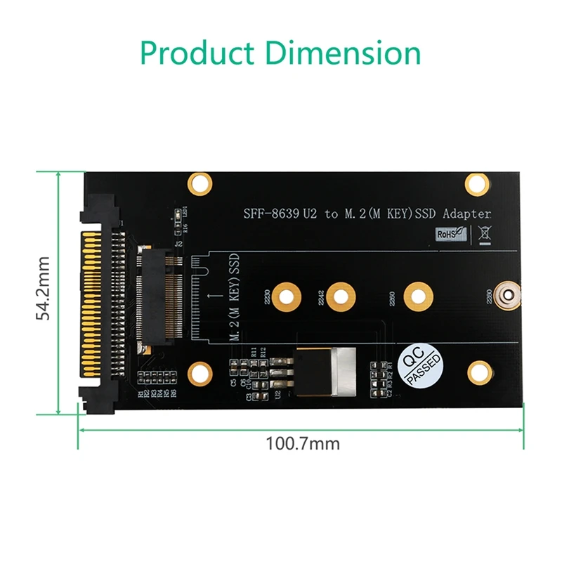 방열판이 있는 M.2 키 M 어댑터, M.2 키 M Nvme SSD SFF-8639(U.2) 어댑터, 2230, 2242, 2260/2280 SSD