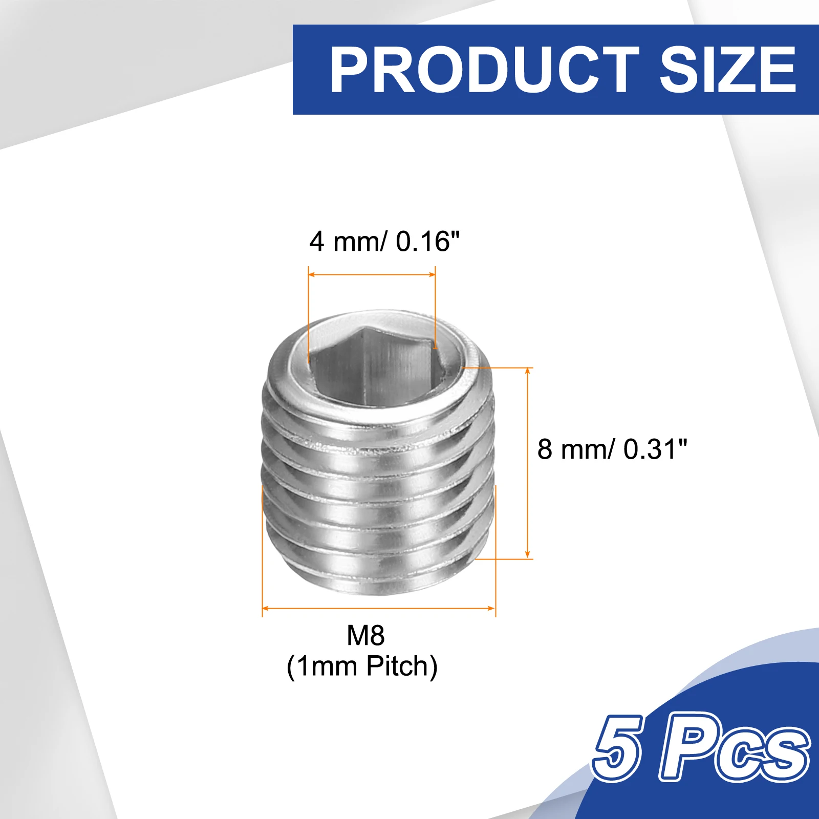 2/5Pcs 304 Stainless Steel Pipe Plug Hex Inner Socket M8 M10 M12 M14 M16 M18 M20 M22 M24 M27 M30 M33 Male for Industry Silver