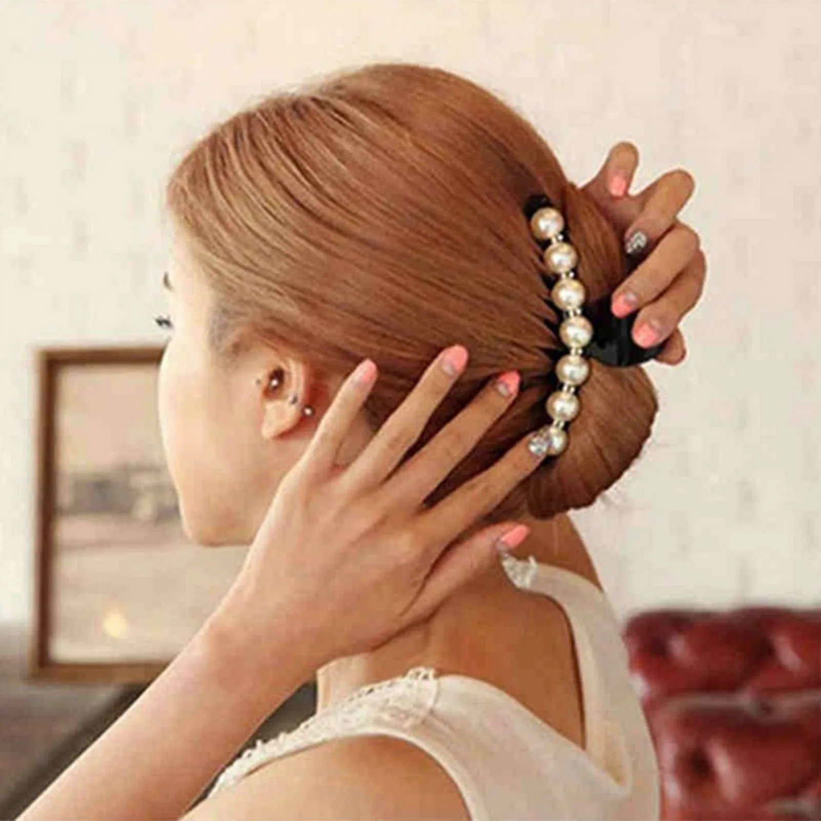 Women's Summer Pearl Claw Hairclip All- Easily Wear Hairclip for Thick or Thin Hair Straight or Curly Hair