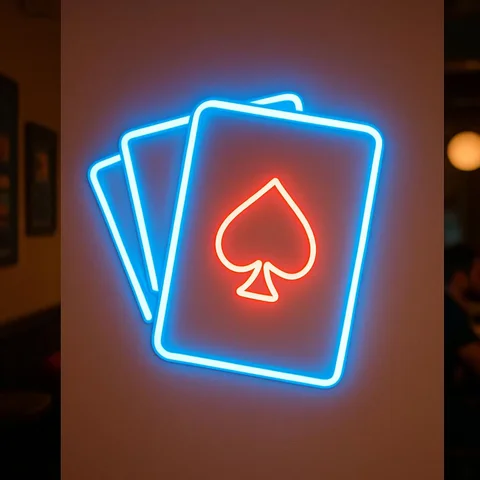 Poker Cards Neon Sign, Light Up Your Poker Club, Playing Cards Led Neon,Game Room Decor,Gift for Him