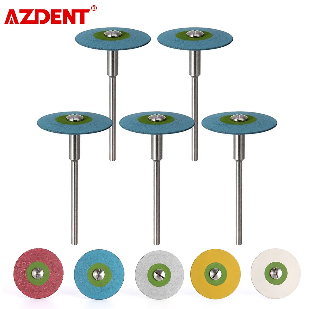 AZDENT-disco de rueda pulidora de diamante de goma Dental para restauraciones de circonita de porcelana, de 26mm pulidor de laboratorio Dental, 5 unids/lote por paquete