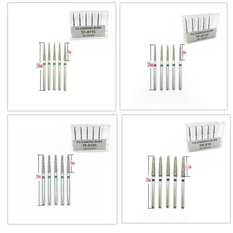 New Extra Long Dental Diamond Burs FG 1.6mm Shank for High Speed Handpiece Burs Dentist Tools 5pcs/pack