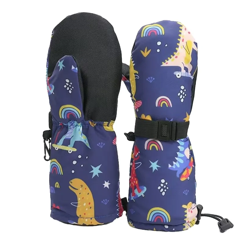 

Детские водонепроницаемые лыжные перчатки с мультяшным принтом, противоскользящие уличные зимние теплые перчатки