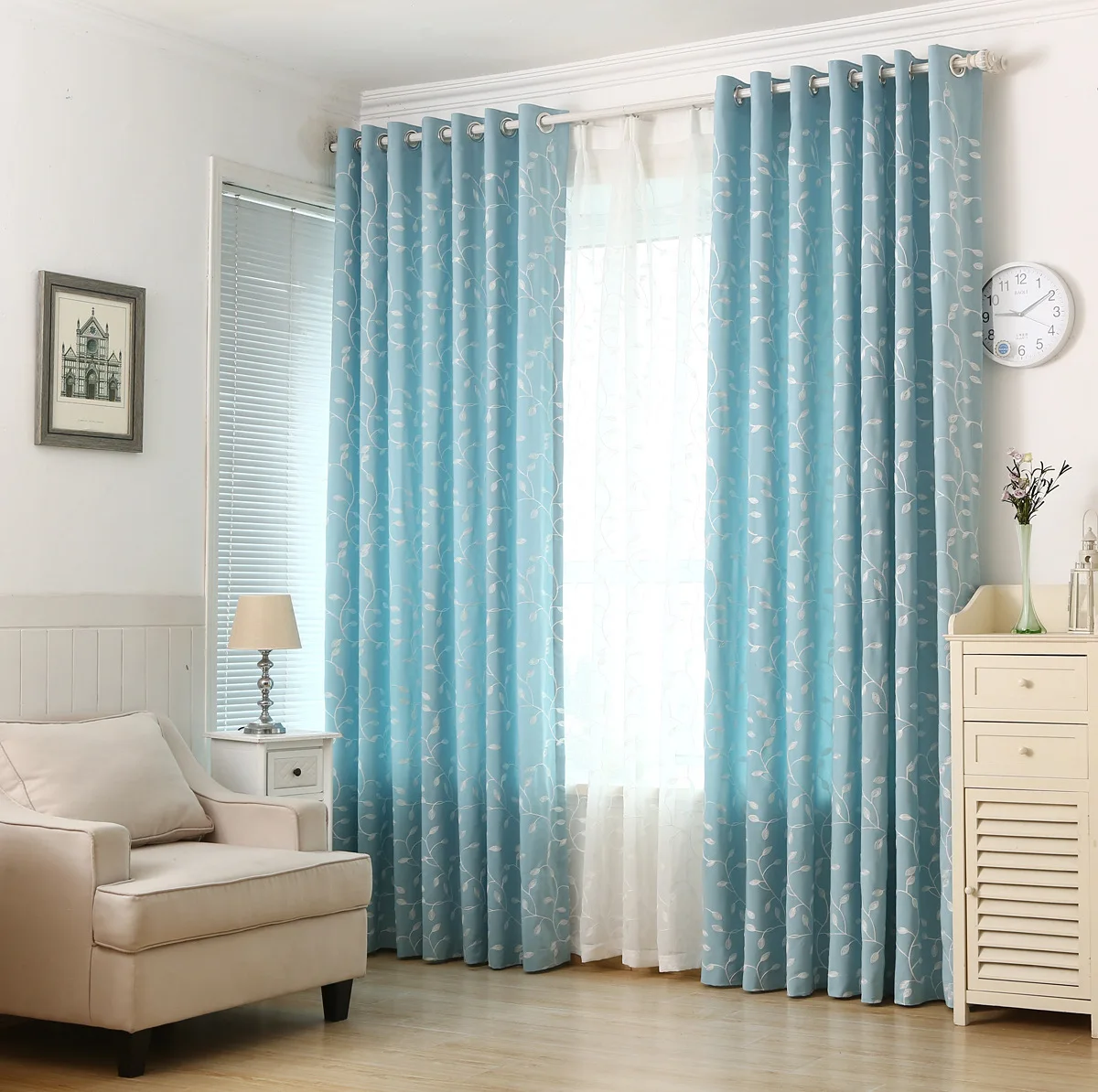 

Countryside Fresh Bay Window Imitation Linen Half Shading Curtains Cloth Vine Stories Curtains for Living Dining Room Bedroom