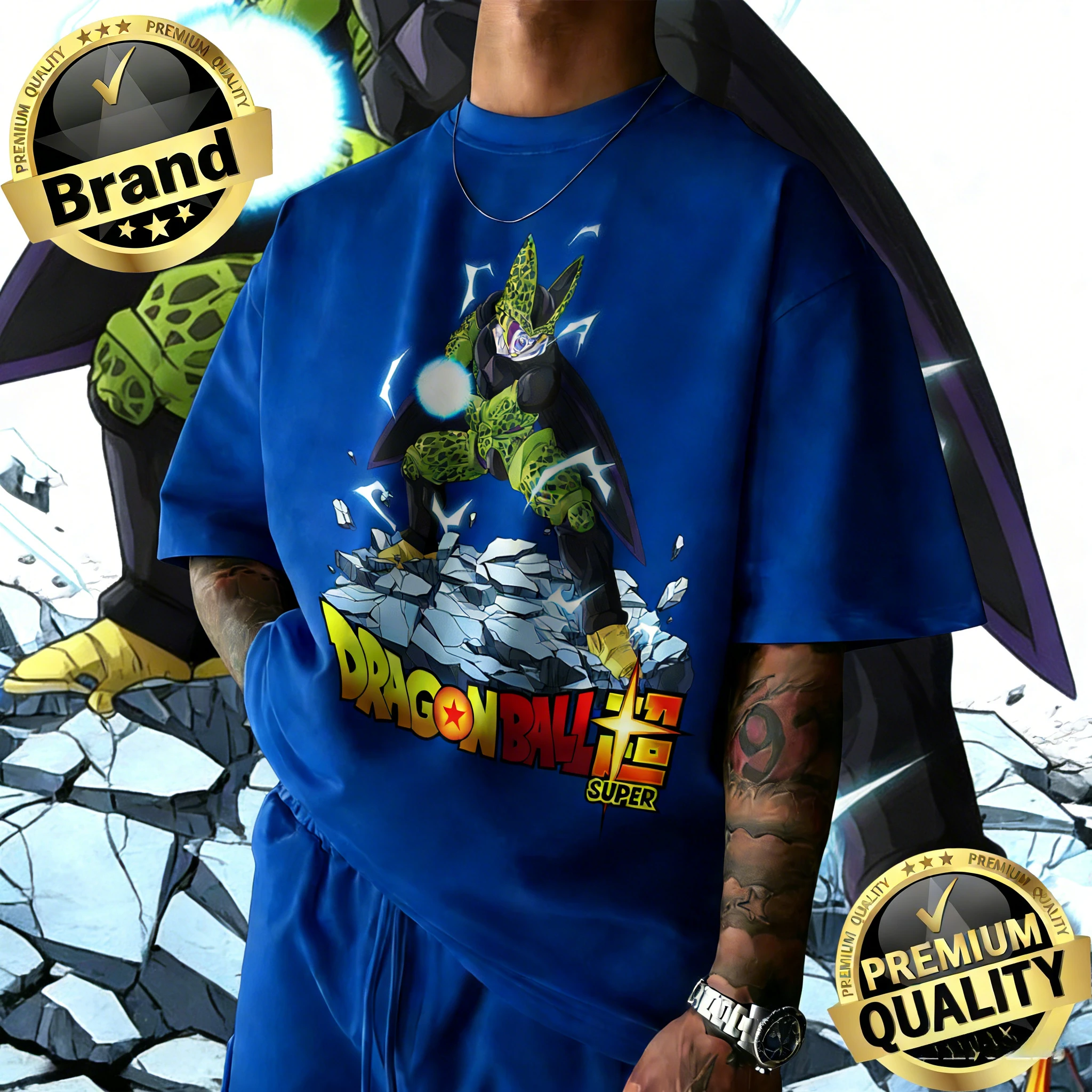2026 Neues Sommer-T-Shirt zum 40. Jubiläum von Dragon Ball mit Cell-Motiv, 100% Baumwolle, Anime-Druck, Übergröße, Lässige Streetwear, Unisex, Y2K