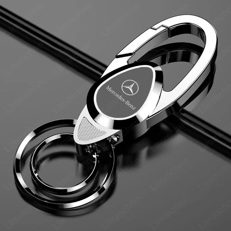 Metal Leather Key Ring Key Chain For Mercedes Benz W203 W204 W205 W210 W211 W221 A B C E Class Car Badge Keychain Accessories