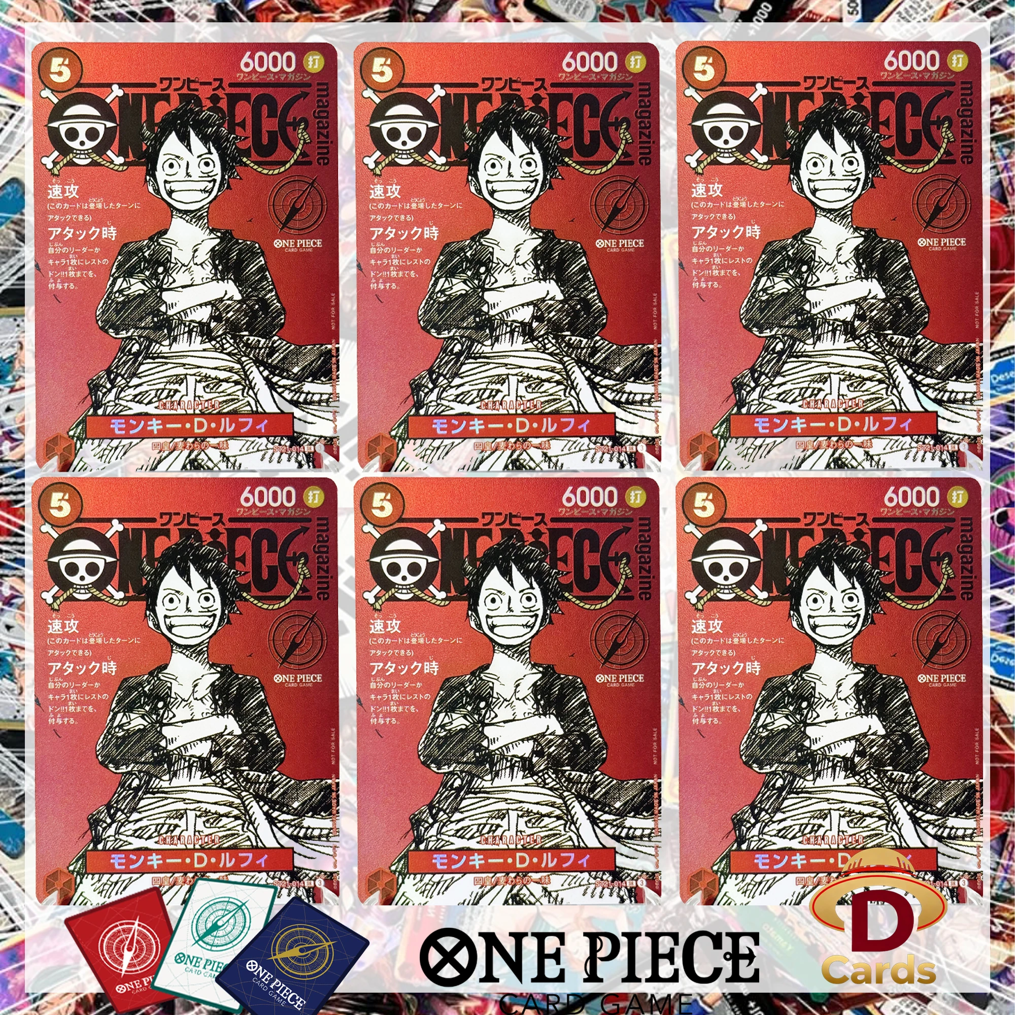 Revista de Juegos de Cartas One Piece Vol.20, Tarjeta Promocional de Monkey D. Luffy ST12-014, Tarjeta Artística Coleccionable, Réplica con Textura Metálica