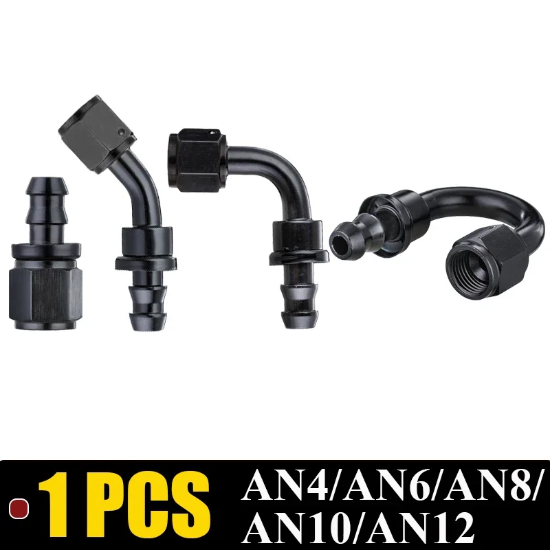 

4AN 6AN 8AN 10AN 12AN Шланговый фитинг для масляного топливного радиатора 0, 45, 90, 180 градусов, резиновый концевой адаптер для трубки, алюминий, черный