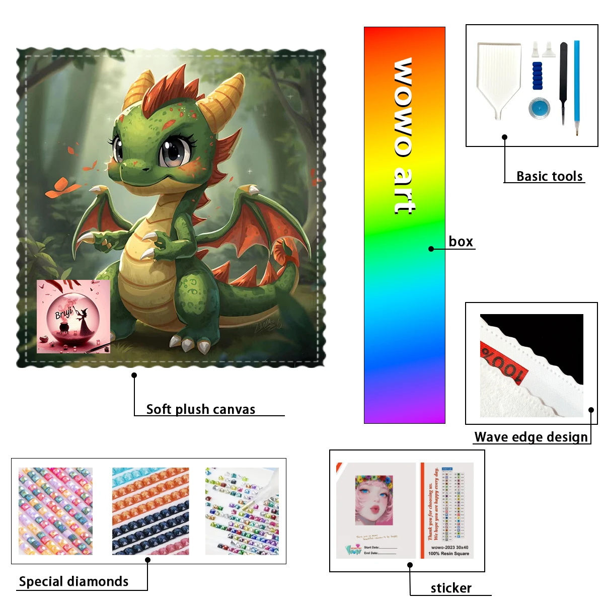 

【Bruji_ Diamond Art】Little dinosaur Crystal AB Rhinestone FD Rhinestone Perfect Resin Diamond