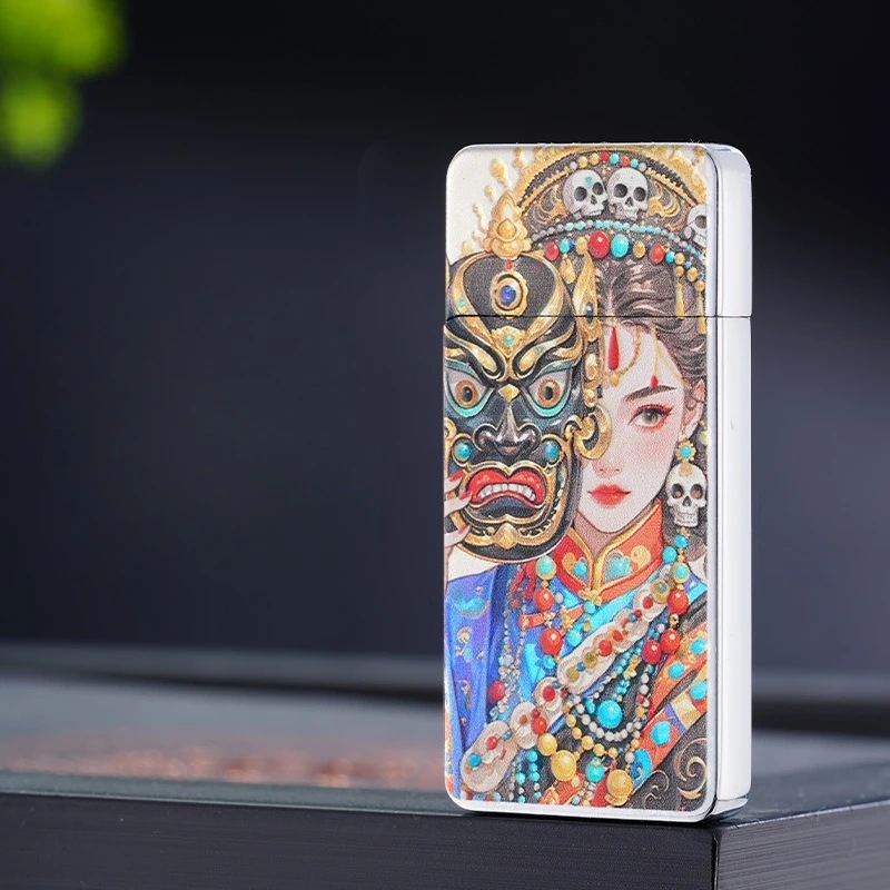 

Double sided Color Printing Ultra thin Windproof Open Flame Butane Gas Lighter Grinding Wheel Ignition Outdoor Portable Lighters