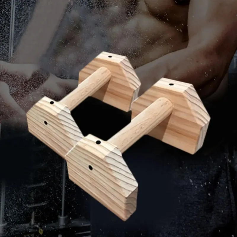 

2pcs Wooden Push Up Stands Double Rod Single Double Handles Headstand Shelf for Women Men Protable Gym Gear Equipment
