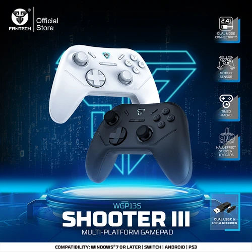 FANTECH SHOOTER III WGP13S Gamepad controlador de juegos inalámbrico disparadores de efecto Hall y Joystick Polling 1000Hz para PC Android NS