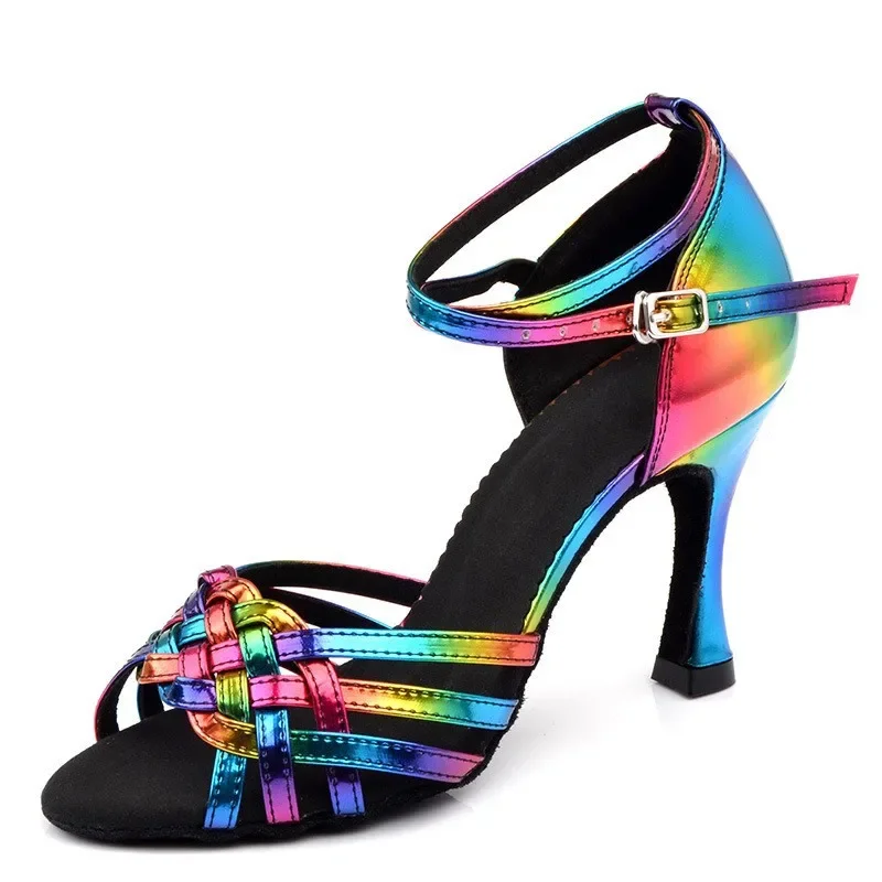 Zapatos de baile latino para mujer, Sandalias de tacón alto de fondo suave para interiores, para fiesta, baile de salón, práctica de Tango, 2024