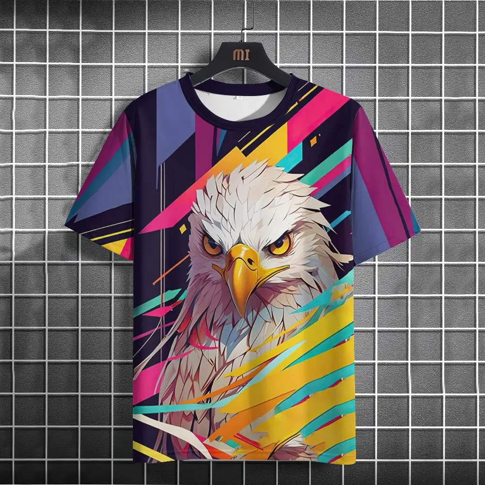 

Funny 3D Eagle Print T Shirt For Men Hip Hop Trend Animal Pattern Oversized T-shirt Casual O-neck Short Sleeve Fashion Loose Top