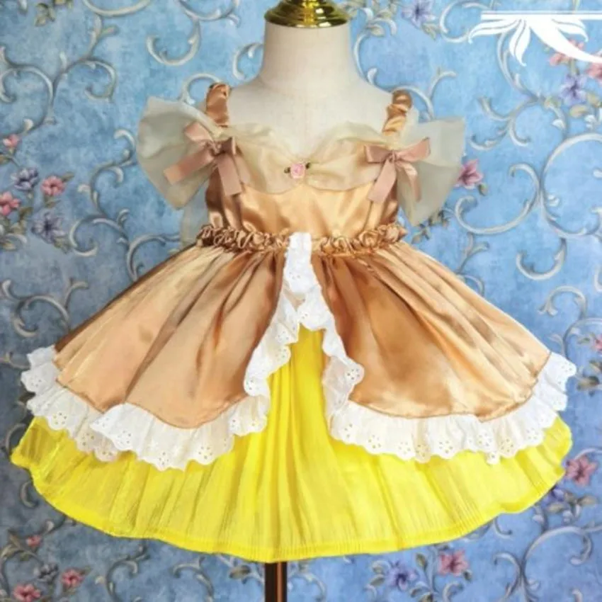 Baby girl summer vintage Spanish lolita strap princess dress kids bow lace stitching birthday party ball gown dress