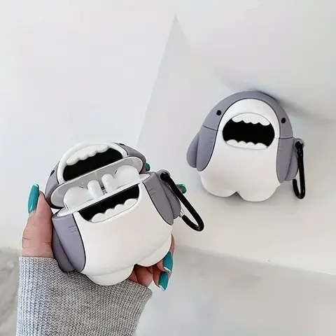 AirPods 4 1 또는 2 3 케이스 용 귀여운 실리콘 헤드셋 커버 AirPods Pro 2 용 만화 상어 무선 블루투스 이어폰 케이스 박스