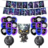 Black Panther Balloons Birthday Banner Hero Party Decorations Superhero Cake Topper Boy Marvel The Avengers Disposable Tableware