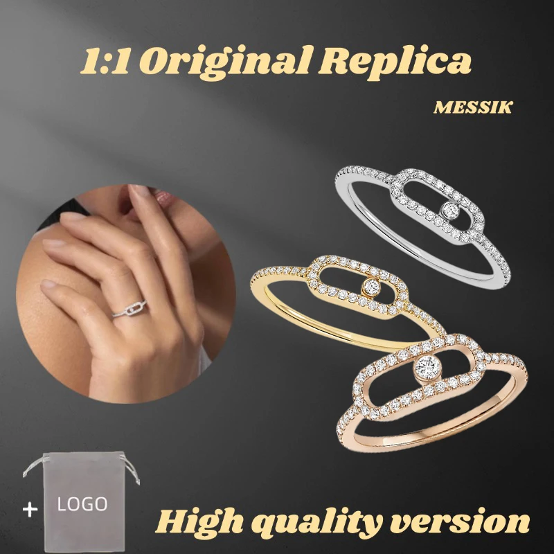 Official Website Classic MOVE UNO Full Diamond Rings S925 Pure Silver Single Diamond Moving Stone French Fashion Jewelry