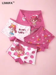 LJMOFA 4pcs Children Girls Cartoon Underwear Kids Boxer Briefs Cotton Teen Panties Young Puberty Baby Girls Underpant B198