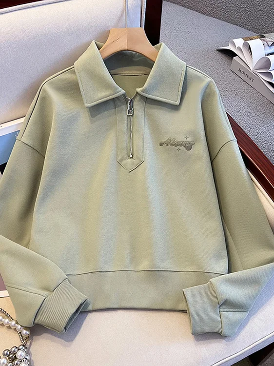 

Свитшот для старшеклассниц, повседневный, с длинным рукавом, модный, китайский бренд, универсальный размер, с вышивкой