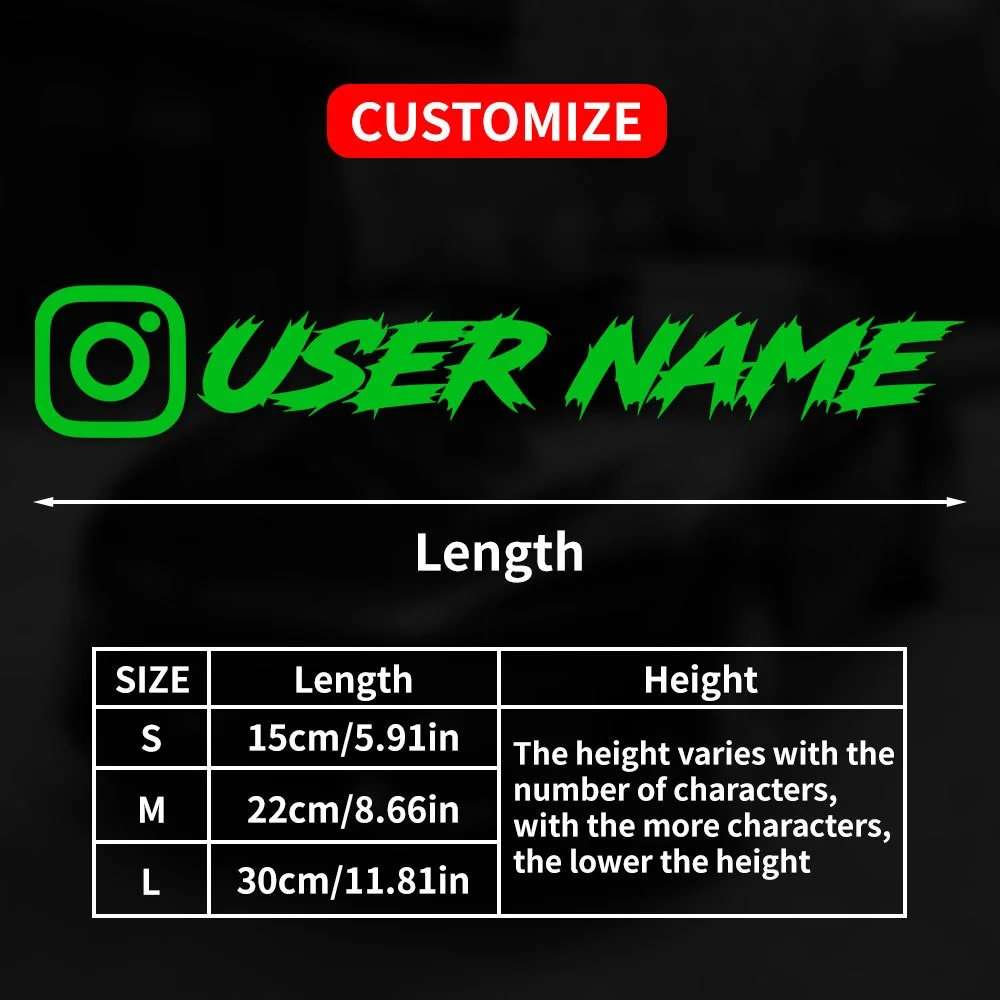 1PC aangepaste autosticker Instagram coole lettertypen waterdicht doe-het-zelf voertuigraam motorfiets fiets scooter helm duurzame vinylstickers