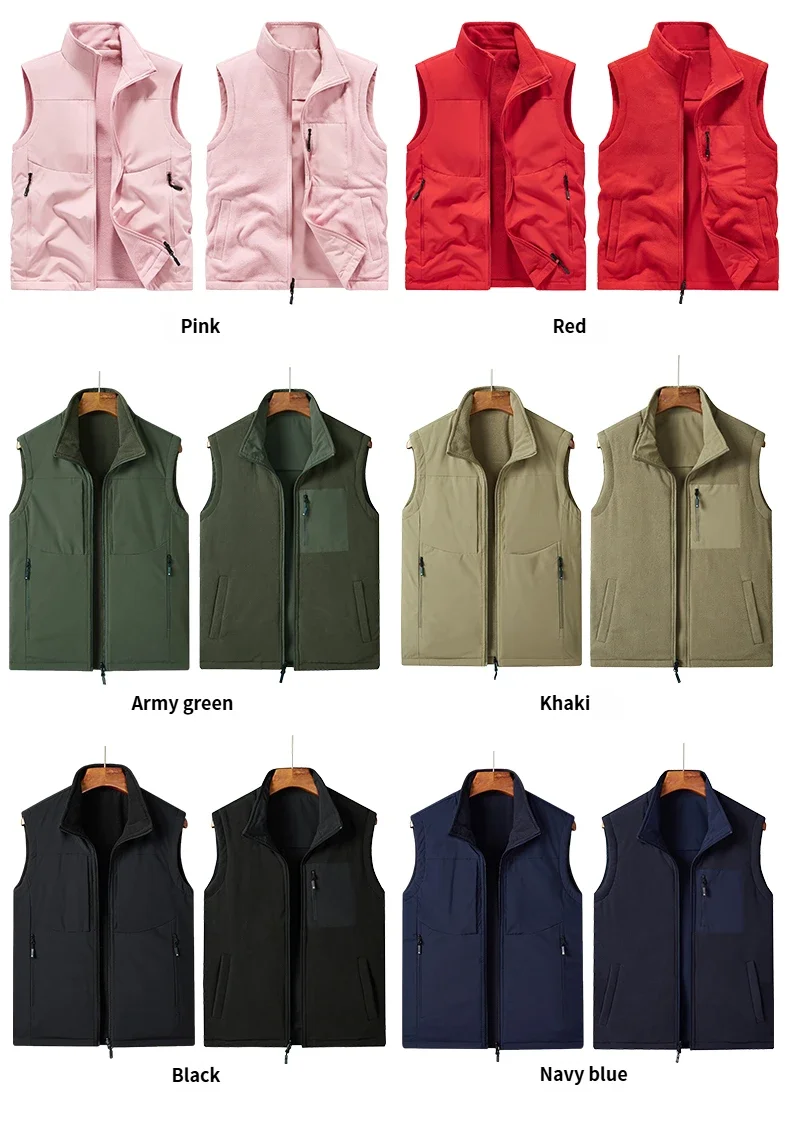 2025 نمط جديد للرجال خريف/شتاء 10 ألوان سترة غير رسمية شتاء دافئ سترة دون أكمام سترة على الوجهين ارتداء مع الصوف #4