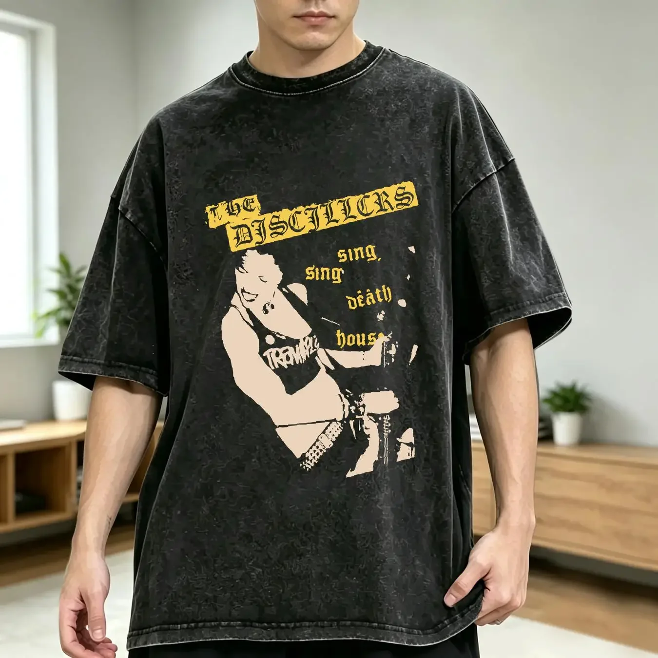 washed T Shirt Vtg The Distillers  LI459 long or sleeves vintage Washed Comfortable graphic Top For Everyday Wear Stylish