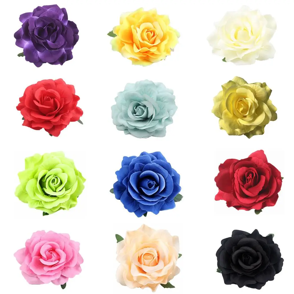 Rose Flower Hair Clips Fashion Fluffy Rose Aalligator Clip Backing Brooch Pins Accessories For Women Girl Bridal