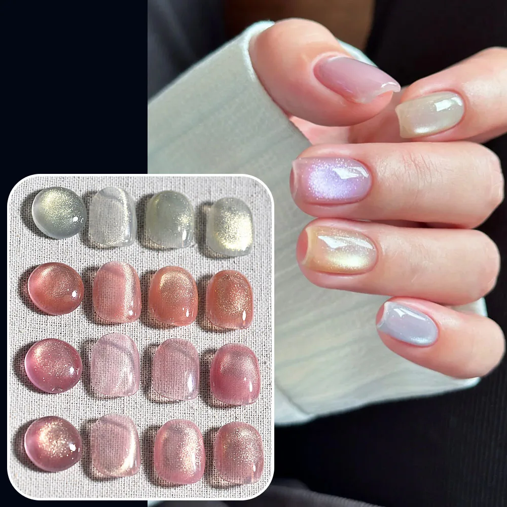 8 مللي لامعة عارية الوردي الزجاج حبة القط العين هلام مسمار البولندية UV/LED ضوء المصباح واسعة المغناطيسي جيل للأظافر نقع قبالة UV هلام للتقليم #3