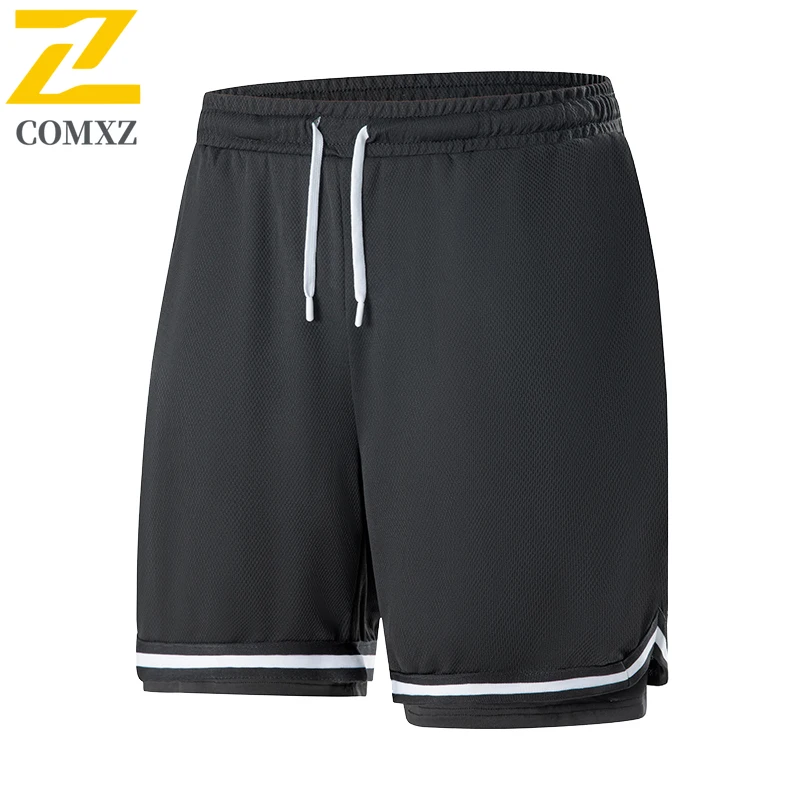 

Ice Silk Men Shorts Quick Drying Breathable Fake Two-piece Basketball Shorts Elastic Waist Track Field Training Clothes Men Pant
