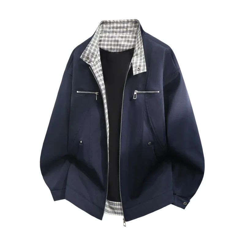 Spring and Autumn Outdoor Running Sports Fashion Solid Color Jacket Comfortable Loose Trendy Plaid Men's Breathable Coat