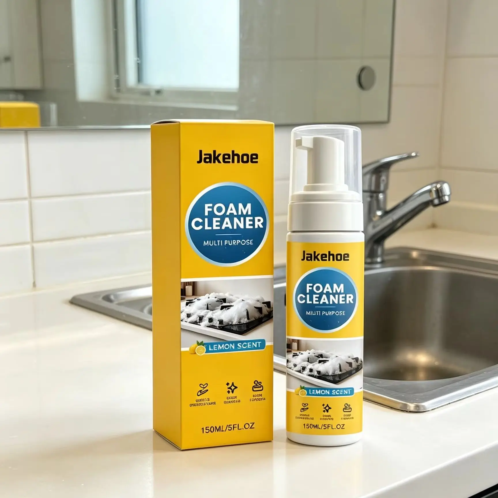 Jakehoe Foam Cleaning Spray Kitchen Grease Remover Multipurpose Household Deep Cleaning Multifunctional Foam Cleaner Spray 150ml