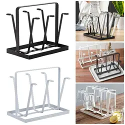 1Pcs 6 Cup Glass Cup Drying Shelf Drinkware Hanger Metal Mug Holder Non-Slip Silicone Protective Hooks Bottles Organizer